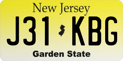 NJ license plate J31KBG