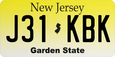 NJ license plate J31KBK