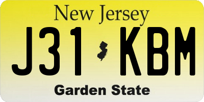 NJ license plate J31KBM