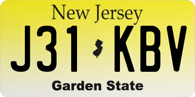 NJ license plate J31KBV