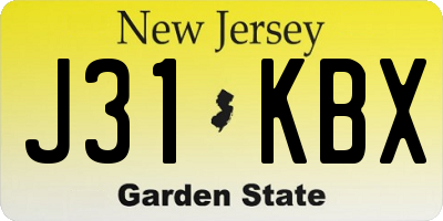 NJ license plate J31KBX