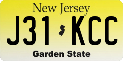 NJ license plate J31KCC