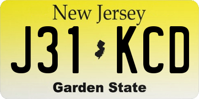NJ license plate J31KCD