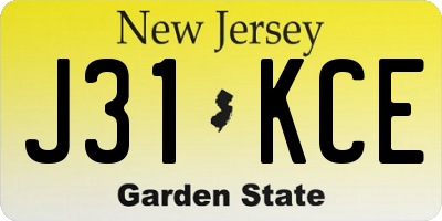 NJ license plate J31KCE