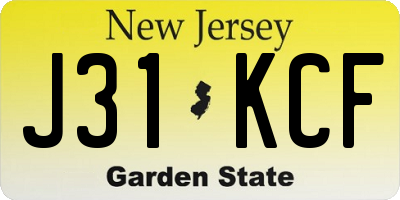NJ license plate J31KCF