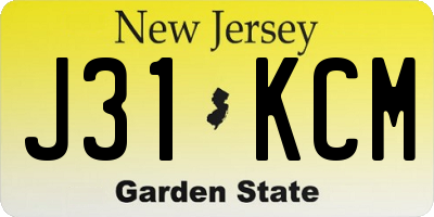 NJ license plate J31KCM