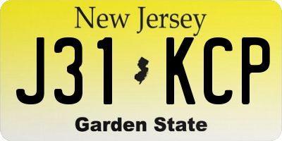 NJ license plate J31KCP