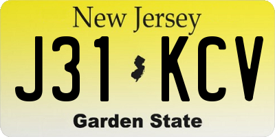 NJ license plate J31KCV