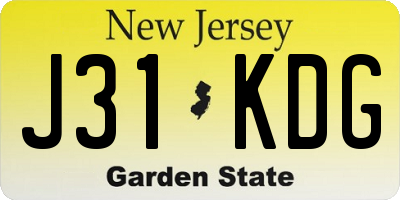NJ license plate J31KDG