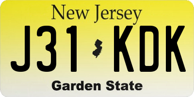NJ license plate J31KDK