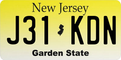 NJ license plate J31KDN