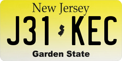 NJ license plate J31KEC