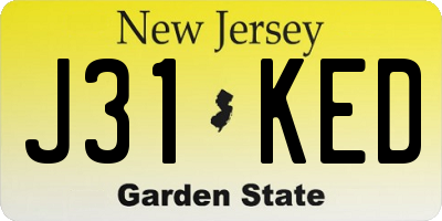 NJ license plate J31KED