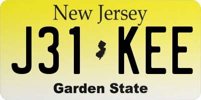 NJ license plate J31KEE