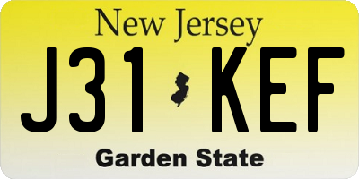 NJ license plate J31KEF