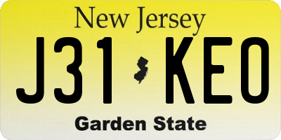 NJ license plate J31KEO