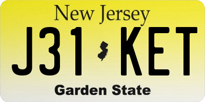 NJ license plate J31KET
