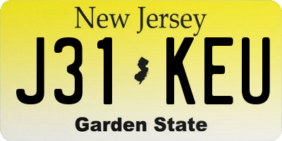 NJ license plate J31KEU