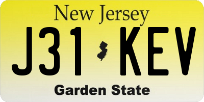 NJ license plate J31KEV