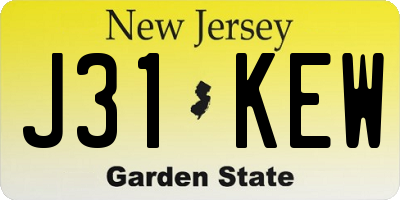 NJ license plate J31KEW
