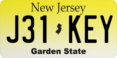 NJ license plate J31KEY