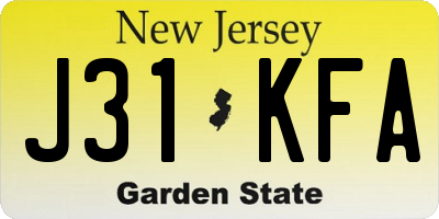NJ license plate J31KFA