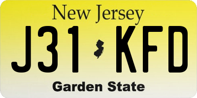 NJ license plate J31KFD