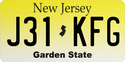NJ license plate J31KFG