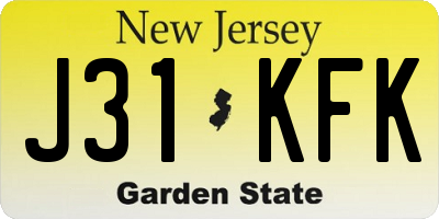 NJ license plate J31KFK