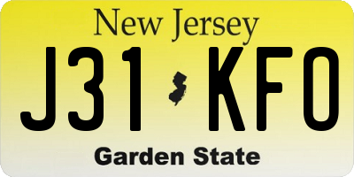 NJ license plate J31KFO