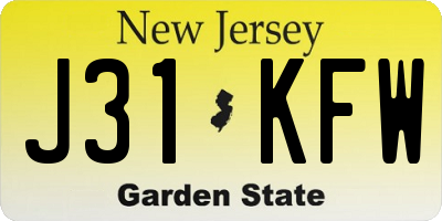 NJ license plate J31KFW