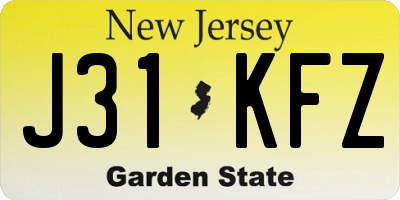NJ license plate J31KFZ