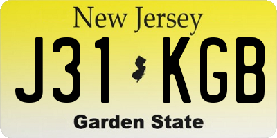 NJ license plate J31KGB