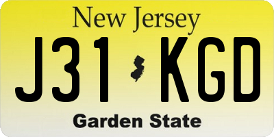 NJ license plate J31KGD