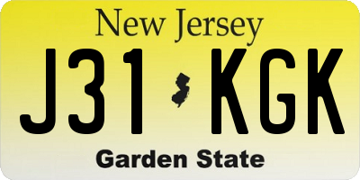 NJ license plate J31KGK