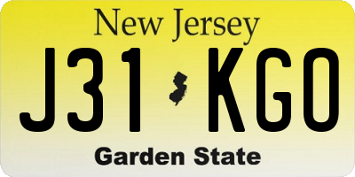 NJ license plate J31KGO