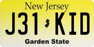 NJ license plate J31KID