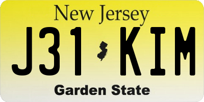 NJ license plate J31KIM