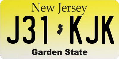 NJ license plate J31KJK