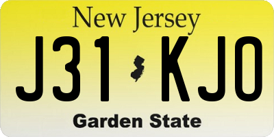 NJ license plate J31KJO