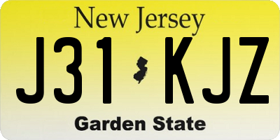 NJ license plate J31KJZ