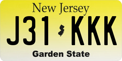 NJ license plate J31KKK