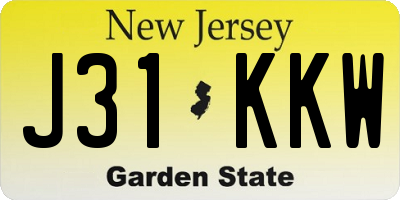 NJ license plate J31KKW