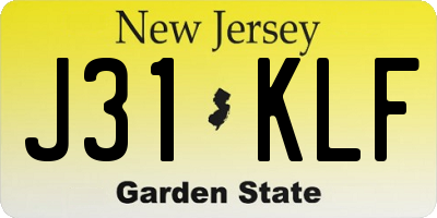 NJ license plate J31KLF