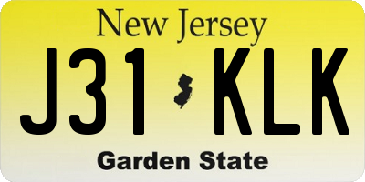 NJ license plate J31KLK