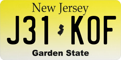 NJ license plate J31KOF