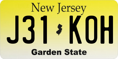 NJ license plate J31KOH