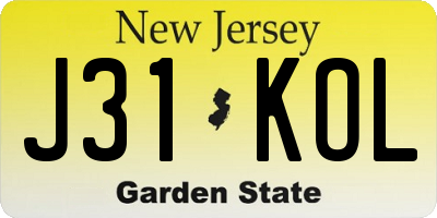 NJ license plate J31KOL