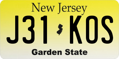 NJ license plate J31KOS