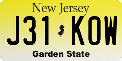 NJ license plate J31KOW